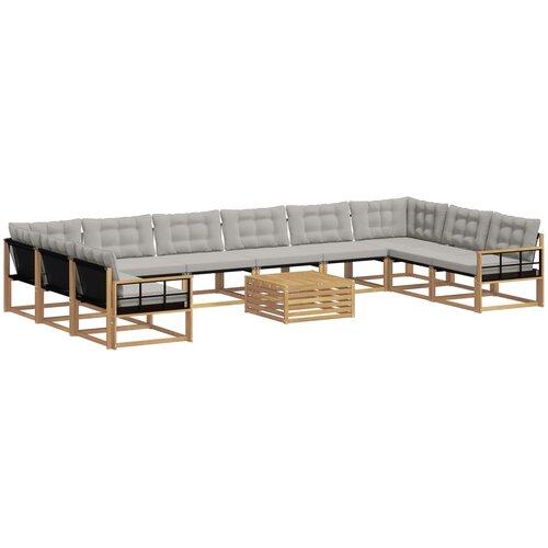 vidaXL Zunanja garnitura za sedenje 11 pcs Bela in svetlo siva, (5000282398) Cene