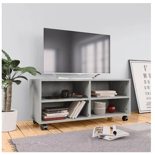  TV omarica s kolesci betonsko siva 90x35x35 cm iverna plošča