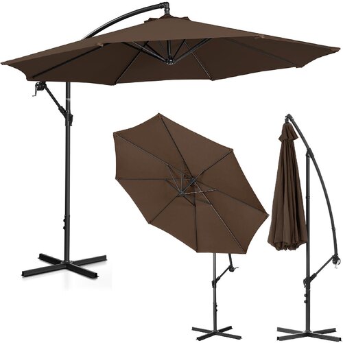 UNIPRODO Vrtni senčnik z roko, okrogel, nagiben, premer. 300 cm rjava, (21091286) Cene