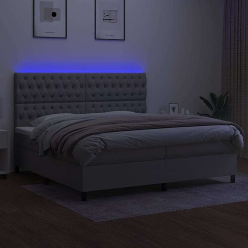  Box spring s madracem LED svjetlosivi 200x200 cm tkanina Slike