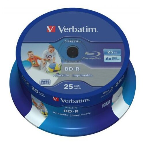 Verbatim bd-r 6x 25GB full surface white printable, 25 kom Cene