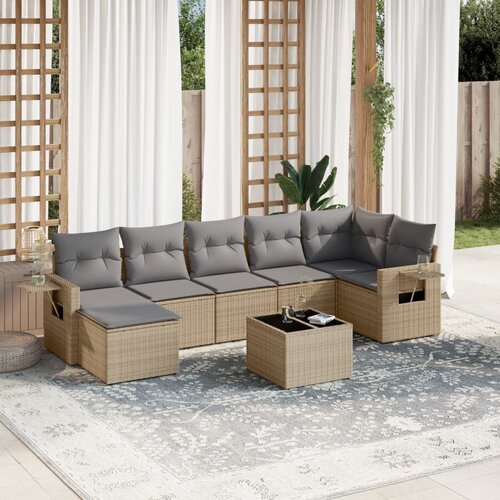 vidaXL 8-dijelni set vrtnih sofa od poliratana s jastucima bež Cijene