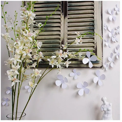 Ambiance Komplet 12 belih samolepilnih 3D nalepk Ambiance Flowers