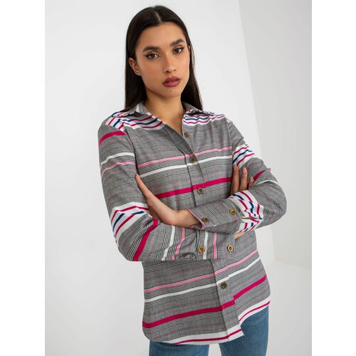 Fashion Hunters White and pink lady's striped and checked shirt Slike