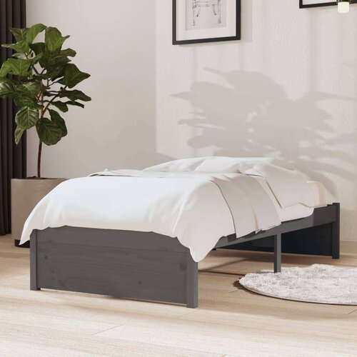  Posteljni okvir siv iz trdnega lesa 75x190 cm 2FT6, (20643607) Slike