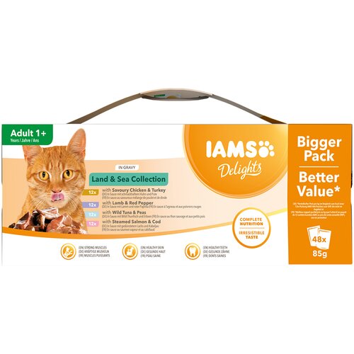 IAMS Delights 48 x 85 g - Land &amp;amp; Sea u umaku Slike