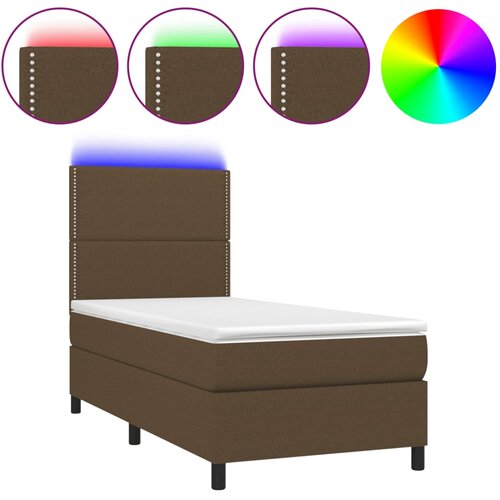 Maison Chic Box spring postelja - Vzmetna postelja z vzmetnico LED temno rjava 90x190 cm blago SL9494, (21902003) Cene