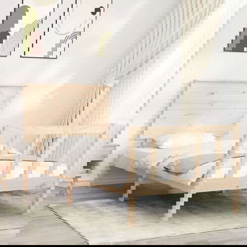  Okvir kreveta s uzglavljem 2FT6 mali jednokrevetni masivno drvo Slike