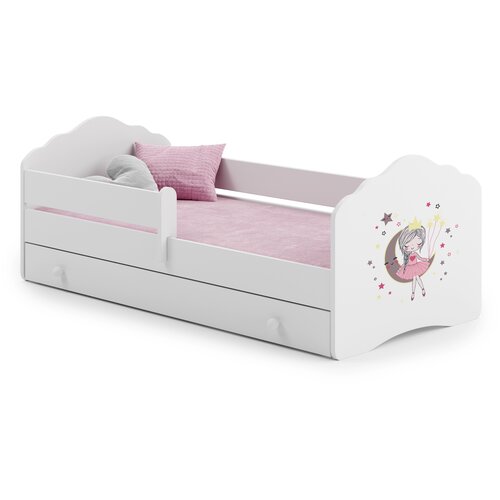 Kobi Furniture Fala - enojna postelja 140x70 bela, komplet predalnik, ograja in vzmetnica, (20626011) Cene