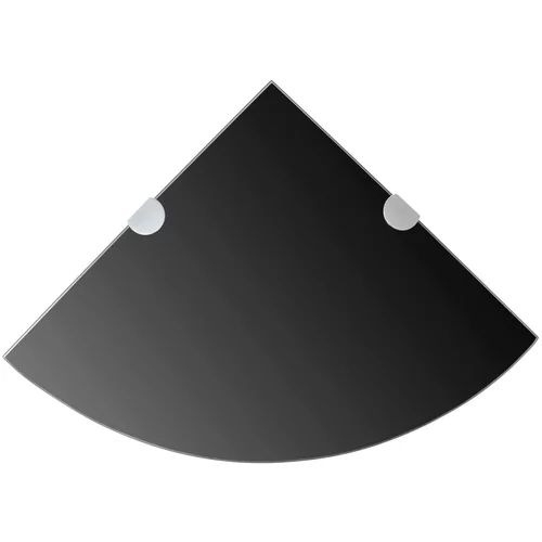 vidaXL Kotne police 2 kosa s kromiranimi nosilci steklo črne 35x35 cm