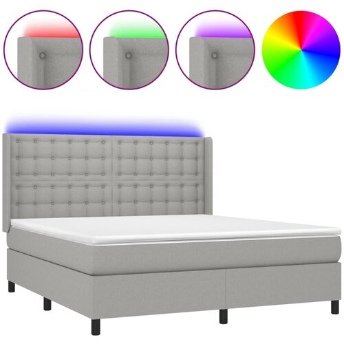 Maison Chic Box spring postelja - Vzmetna postelja z vzmetnico LED sv. siva 180x200 cm blago SL2563, (21902015) Cene