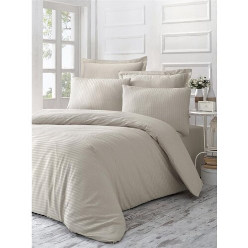  line beige beige satin single quilt cover set (es) Cene