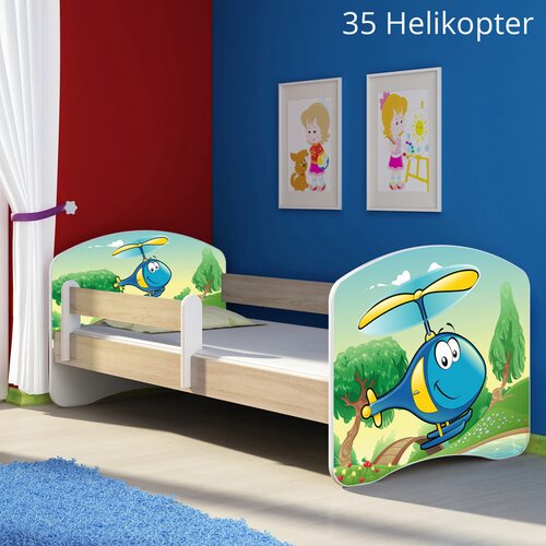  Dječji krevet ACMA s motivom, bočna sonoma 140x70 cm 35 Helikopter Cene
