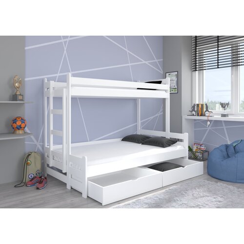 ADRK Troslojna postelja BENITO 200x90 z dvema predaloma - BELA Slike