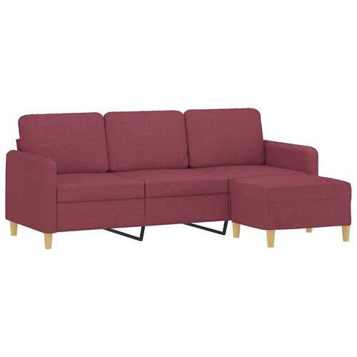  Trosjed s tabureom crvena boja vina 180 cm od tkanine Slike