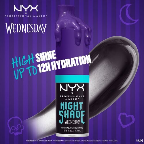 NYX Professional Makeup Wednesday Mystery Lip Oil olje za ustnice odtenek 01 Nightshade 4.8 ml Slike