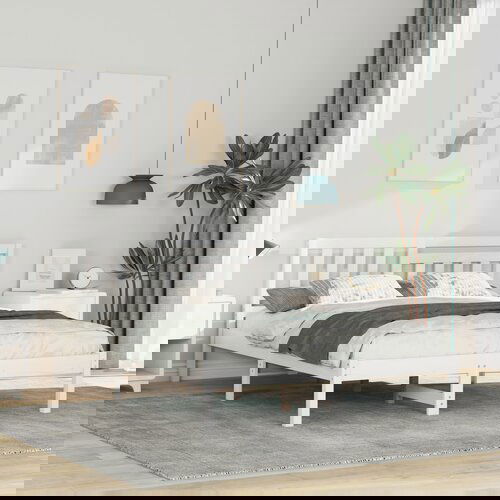 vidaXL Konstrukcija postelje Bela 140 x 190 cm Masivno borovo les Cene