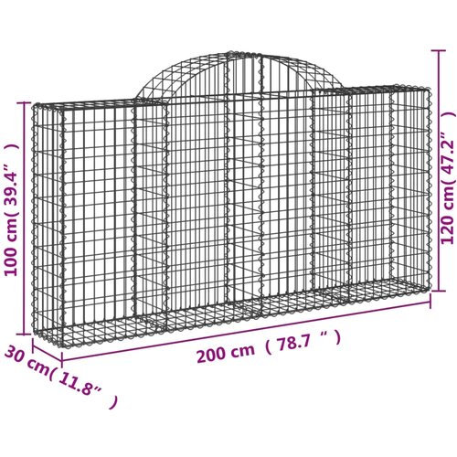  Lučne gabionske ko&amp;scaron;are 18kom 200x30x100/120cm pocinčano željezo Slike