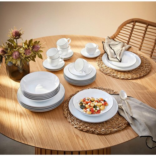 Seltmann Weiden KOMBINIRANI SERVIS Lido Black Line porcelan Slike