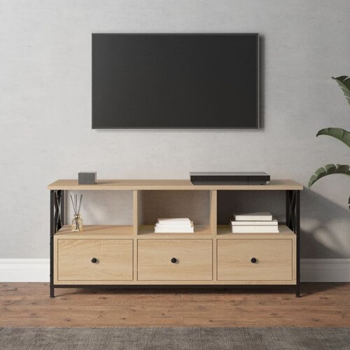 VidaXL TV omarica sonoma hrast 102x33x45 cm inženirski les in železo Slike