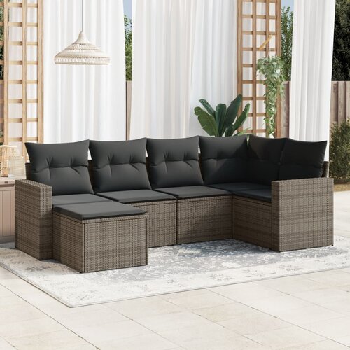 vidaXL 6-dijelni set vrtnih sofa od poliratana s jastucima sivi Cijene