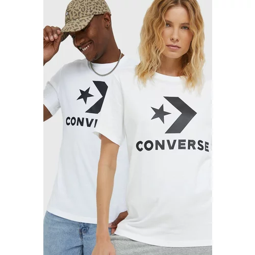Converse Bombažna kratka majica bela barva