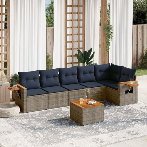vidaXL 7-dijelni set vrtnih sofa od poliratana s jastucima sivi Cijene