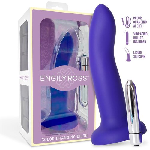 ENGILY ROSS Dildox Vibrating Color Changing Liquid Silicone Dildo 17cm Purple Cene