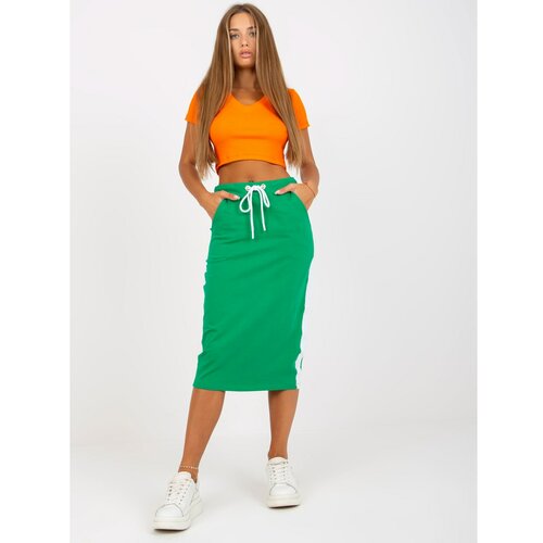 Fashion Hunters Basic green sweatshirt midi skirt with RUE PARIS binding Slike