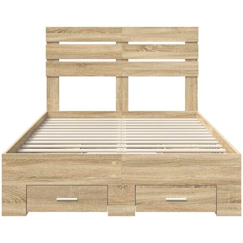  Krevetna konstrukcija s ladicama Sonoma hrast 135 x 190 cm Slike