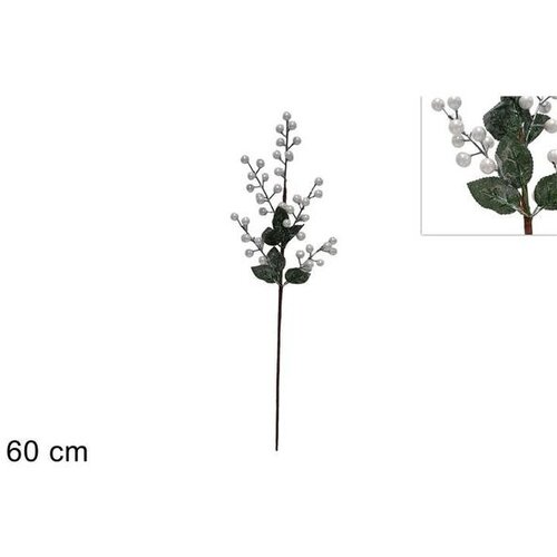 Dekorativna GRANA BOBICE S LI&amp;Scaron;ĆEM 60 CM BIJELA Slike