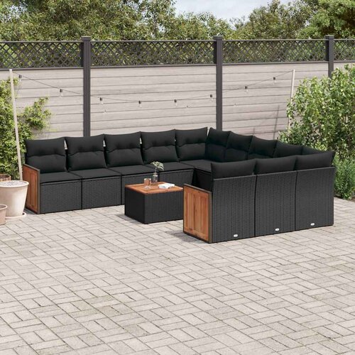  12-dijelni set vrtnih sofa od poliratana s jastucima crni Cijene