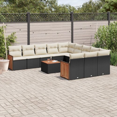  12-dijelni set vrtnih sofa od poliratana s jastucima crni Cijene