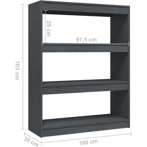VidaXL knjižna omara za razdelitev prostora siva 100x30x103 cm Slike