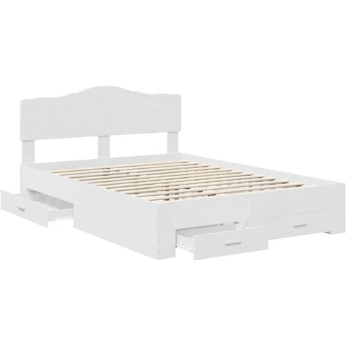 Okvir za krevet Bijelo 140 x 190 cm Konstruirano drvo Slike