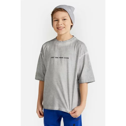 Coccodrillo Otroška bombažna kratka majica siva barva