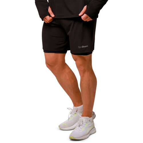 GymBeam Kratke hlače za trčanje Pulse 2u1 Black Slike