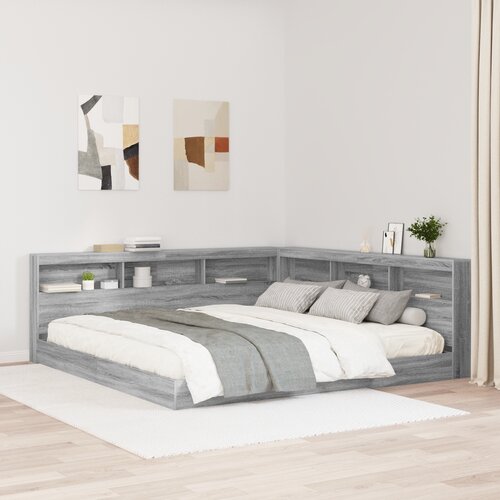 vidaXL Krevet s policama Sivi Sonoma 180x200 cm Konstruirano drvo Cijene