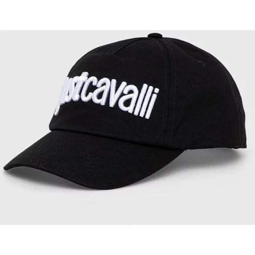 Just Cavalli Bombažna bejzbolska kapa črna barva