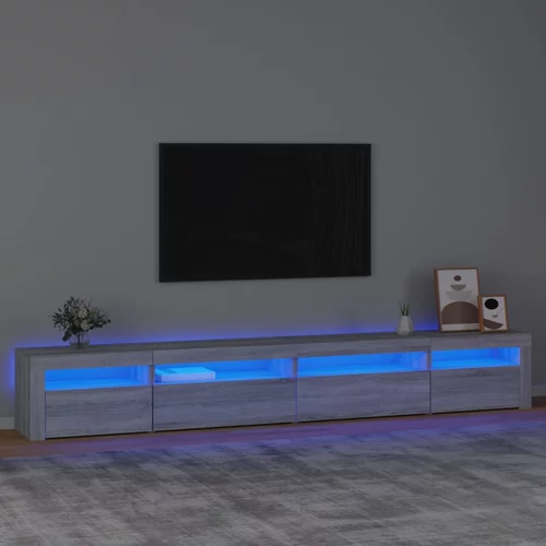 vidaXL TV omarica z LED lučkami siva sonoma 270x35x40 cm
