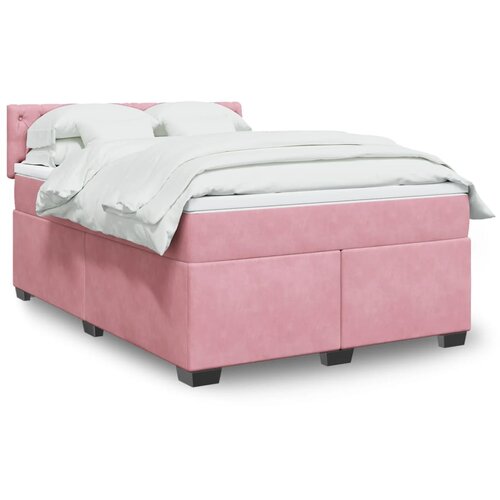 vidaXL Box spring postelja z vzmetnico roza 160x200 cm žamet Cene