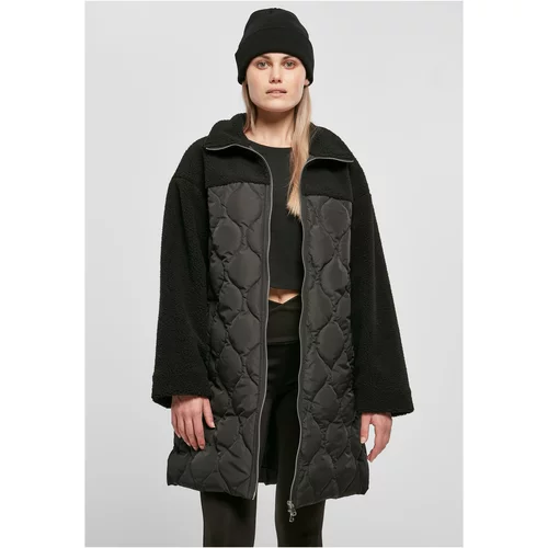 UC Curvy Ladies Oversized Sherpa Quilted Coat black