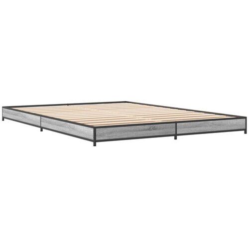  Okvir kreveta boja hrasta 120x200 cm konstruirano drvo i metal Siva 120 x 200 cm Slike