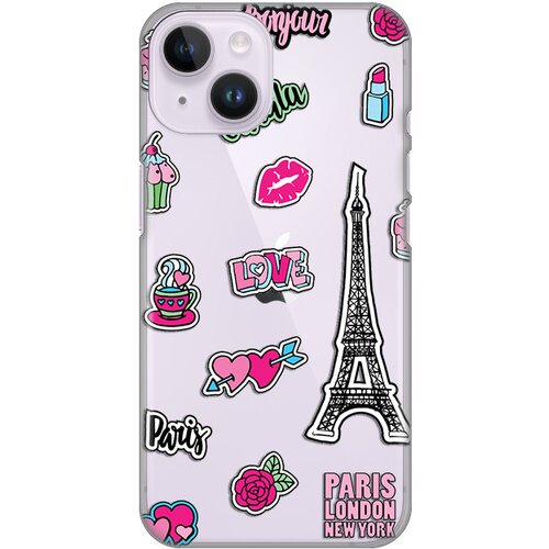Silikonska maska za iPhone 14 6.1 Love Paris Print Skin providna Slike