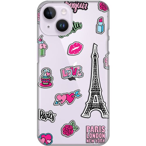 silikonska maska za iPhone 14 6.1 Love Paris Print Skin providna Slike