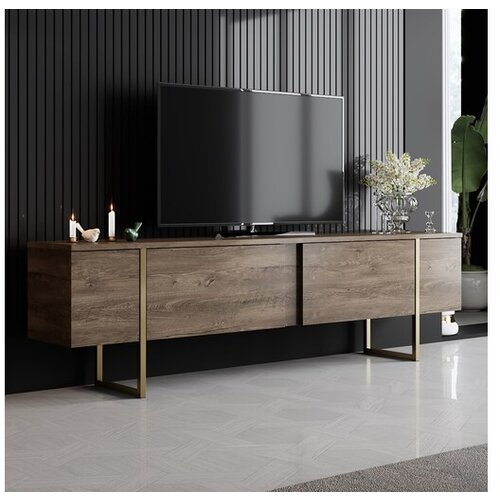 Hanah home Luxe - Walnut, Gold TV omarica, (20785599) Slike