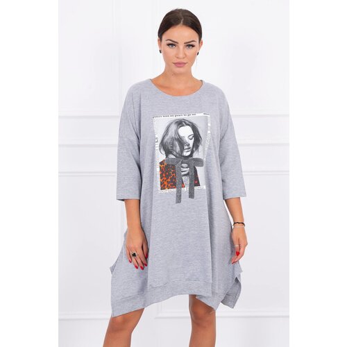 Kesi Dress with print and flared bottom in gray Cijene