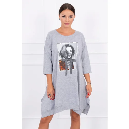 Kesi Dress with print and flared bottom in gray