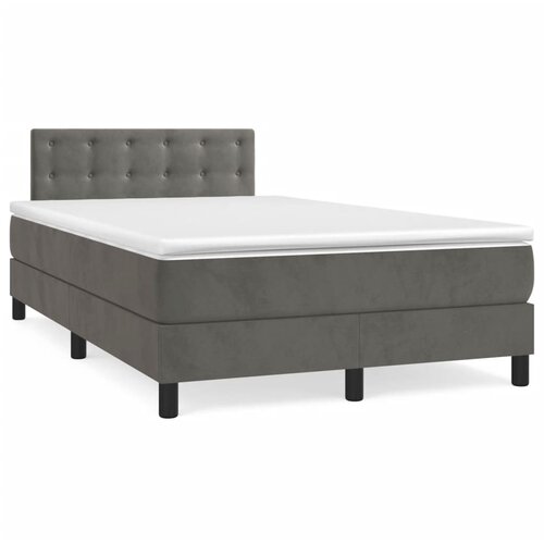 VidaXL Krevet box spring s madracem tamnosivi 120 x 190 cm bar&amp;scaron;un Slike