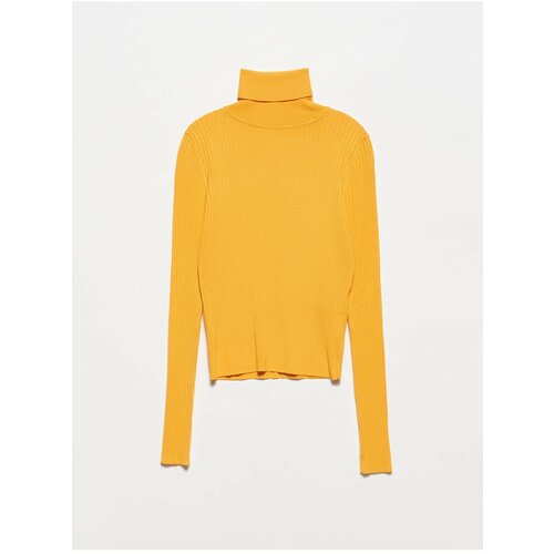 Dilvin 1297 Turtleneck Basic Corduroy Sweater-mustard Slike